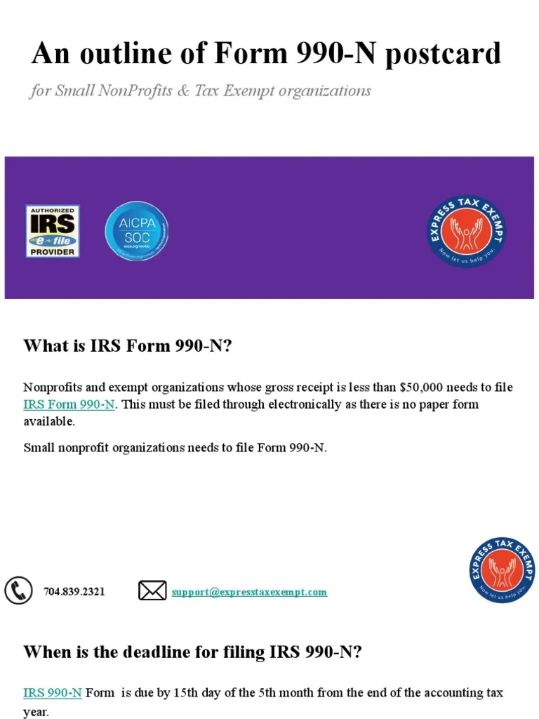 Irs Form 990 N Postcard Printable
