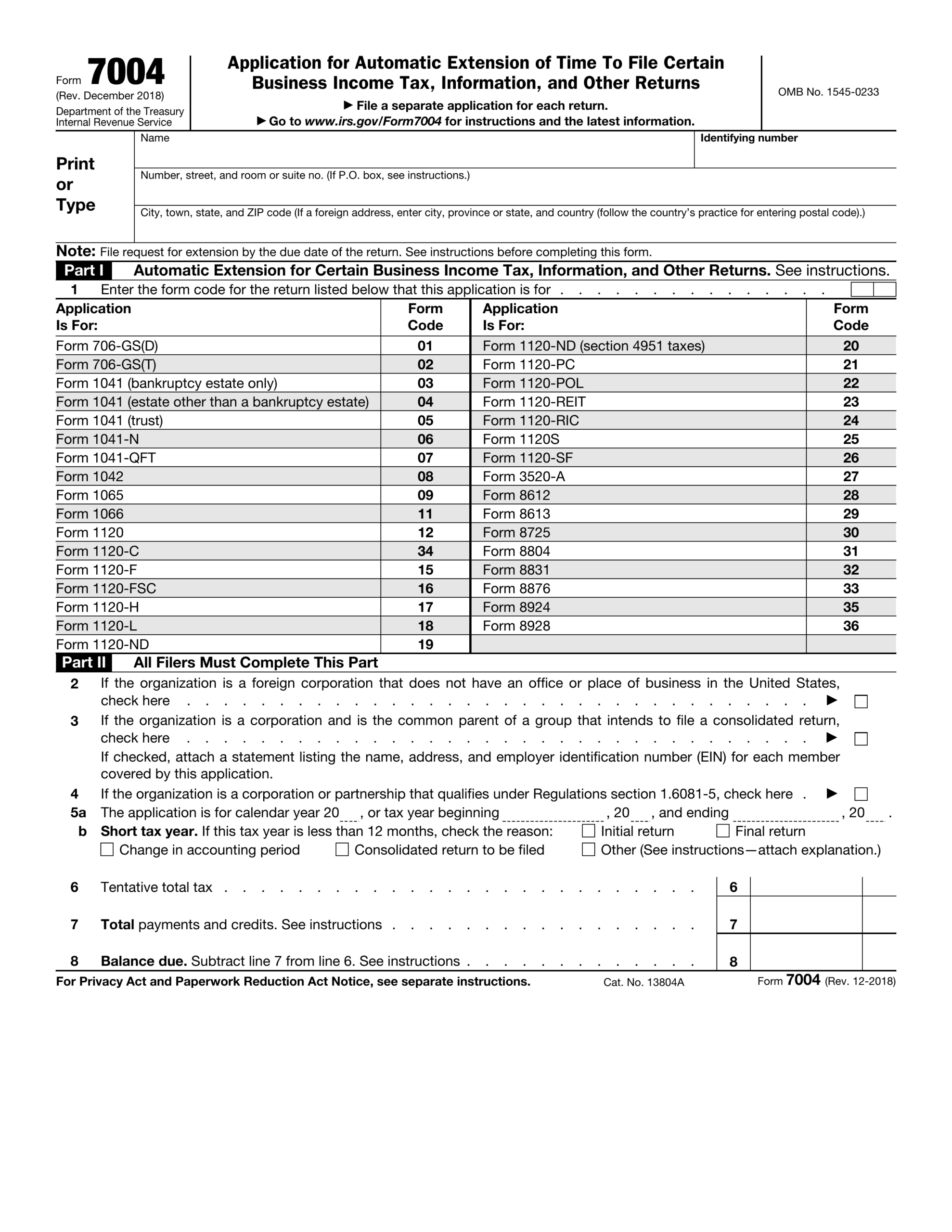 Fill Form 7004 2024 2025 Create Edit Forms Online