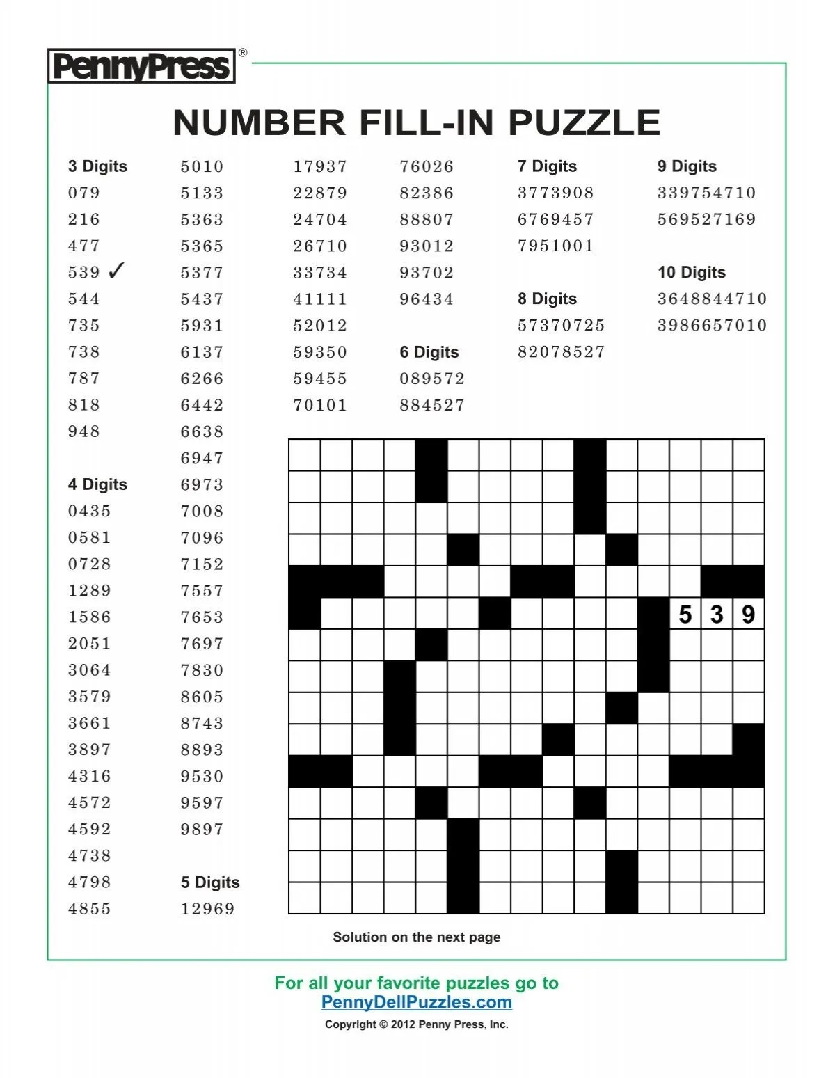 Fill Ins Puzzles Printable