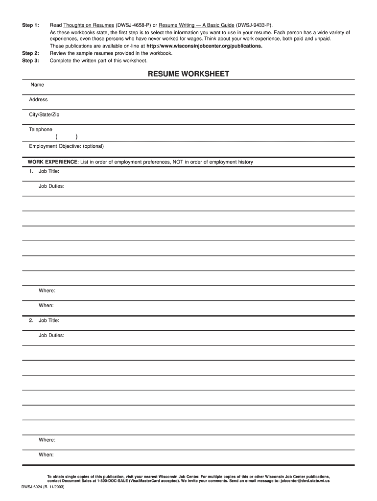 Blank Resume Printable Fill In The Blank