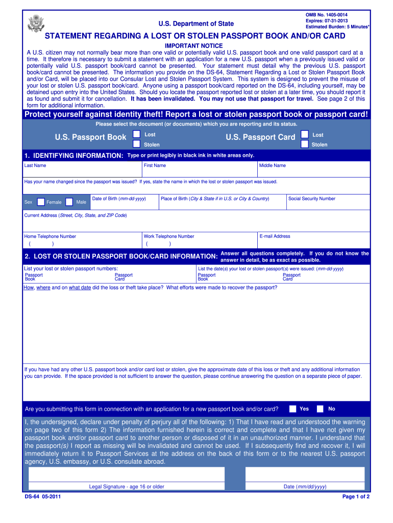 Ds 64 Form Printable Pdf
