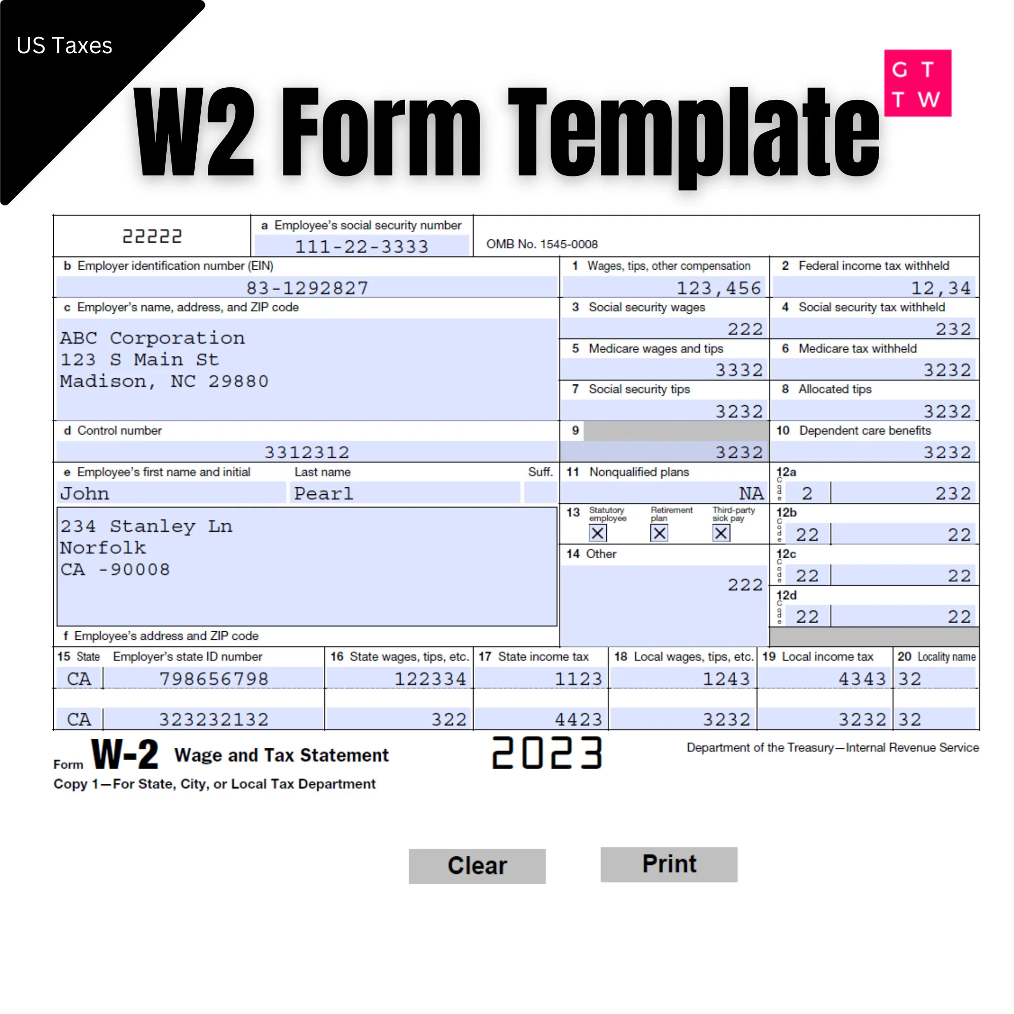 W2 Form 2024 Printable Pdf