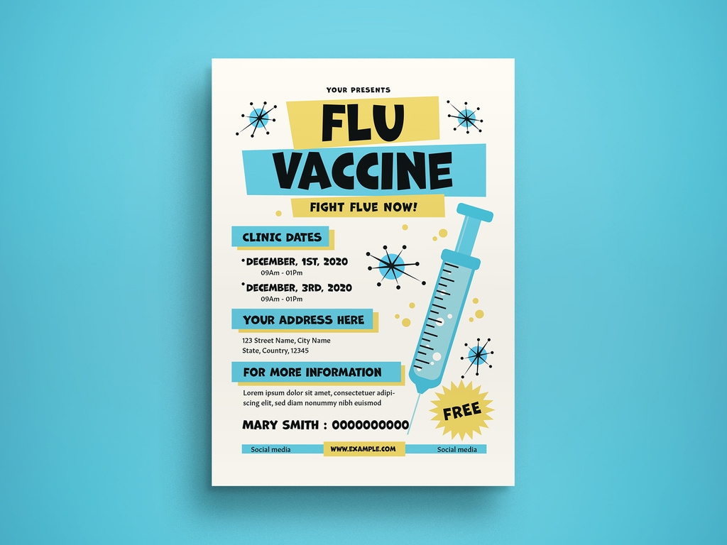 Flu Vaccine Flyer Layout Stock Template Adobe Stock