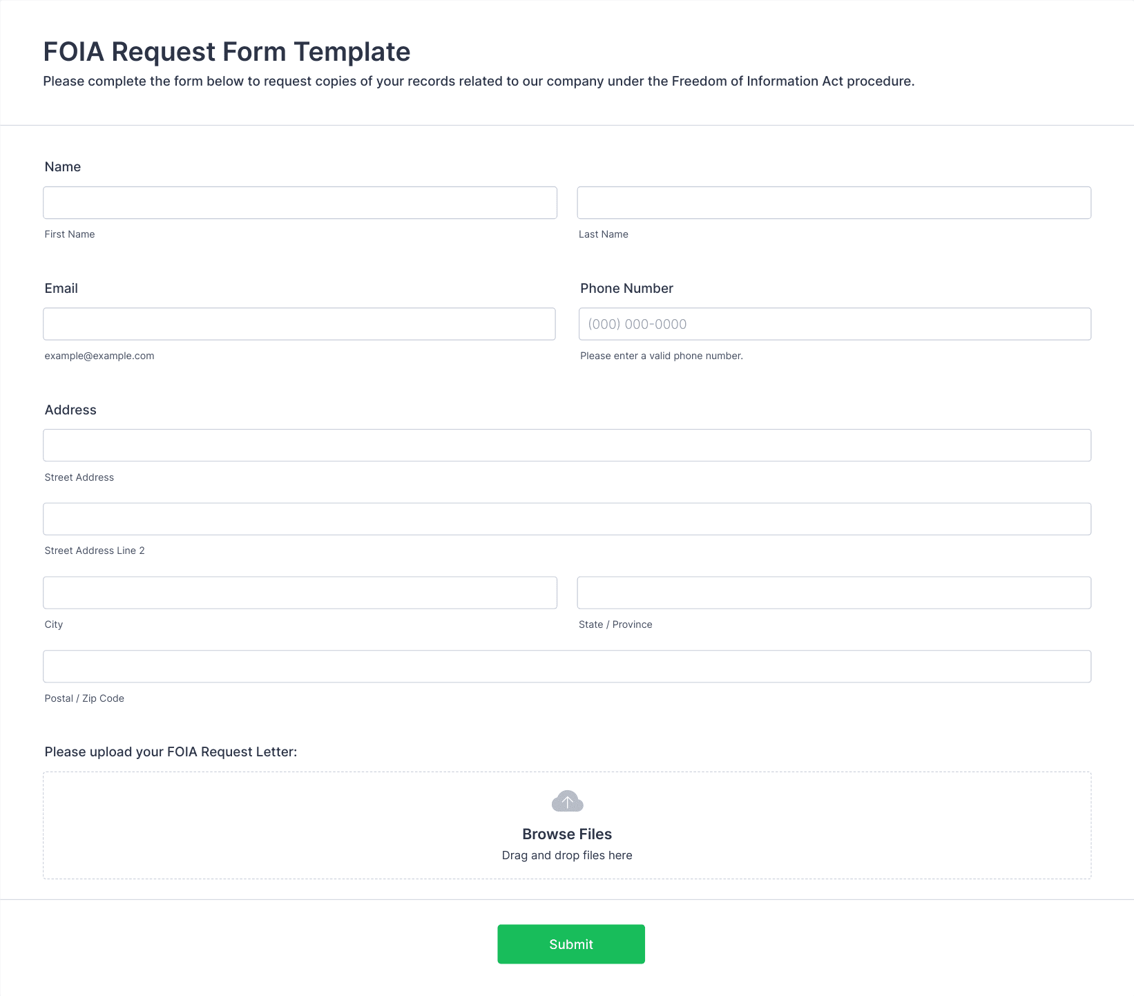 FOIA Request Form Template Jotform