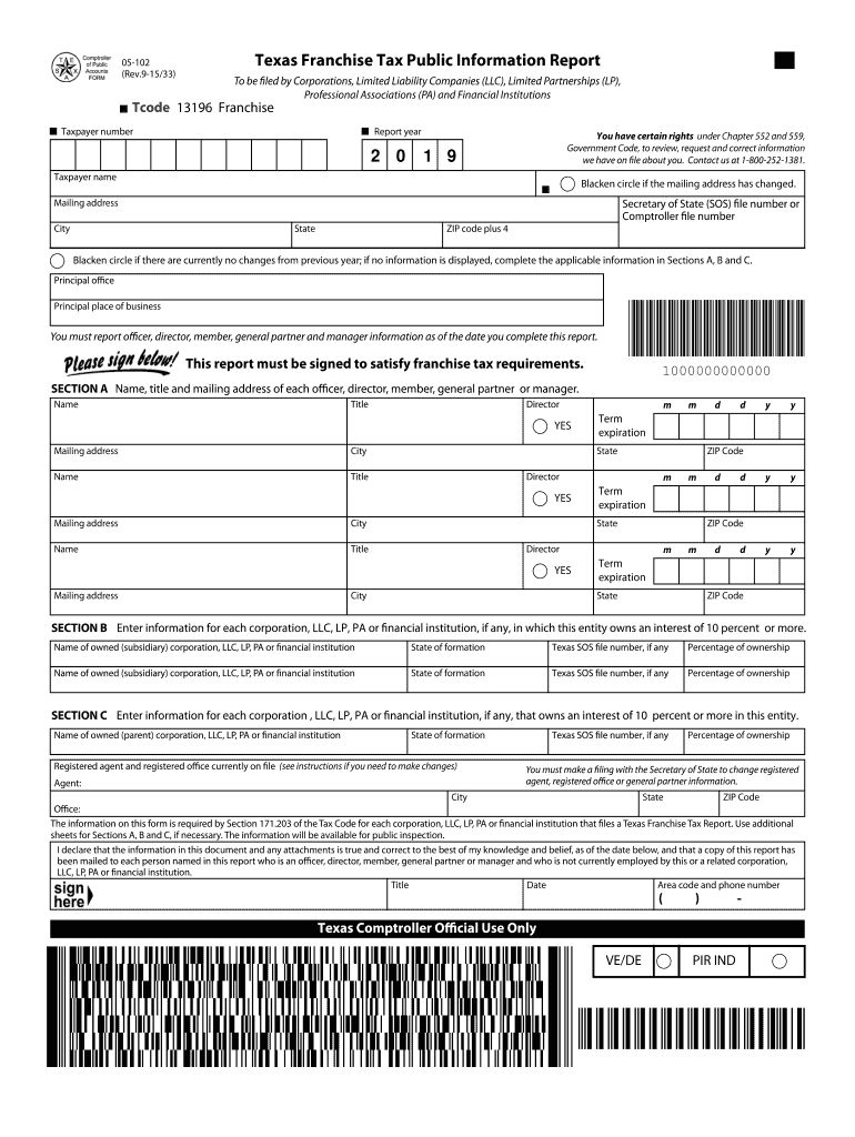 Form 05-102 Texas Instructions