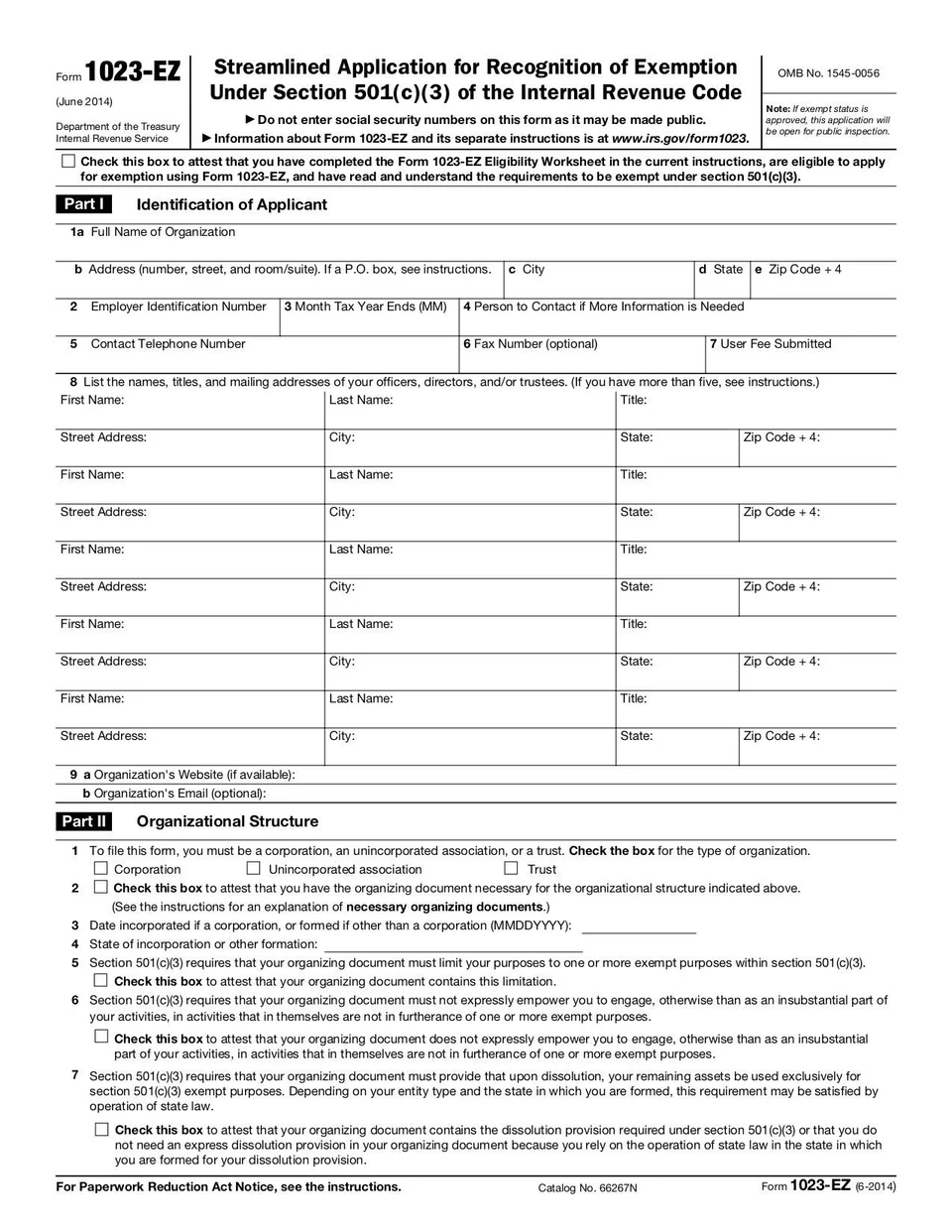 Irs Form 1023 Printable