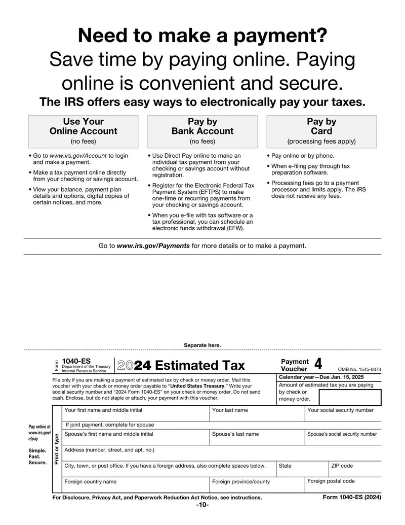 Irs Form 2023 1040 Es