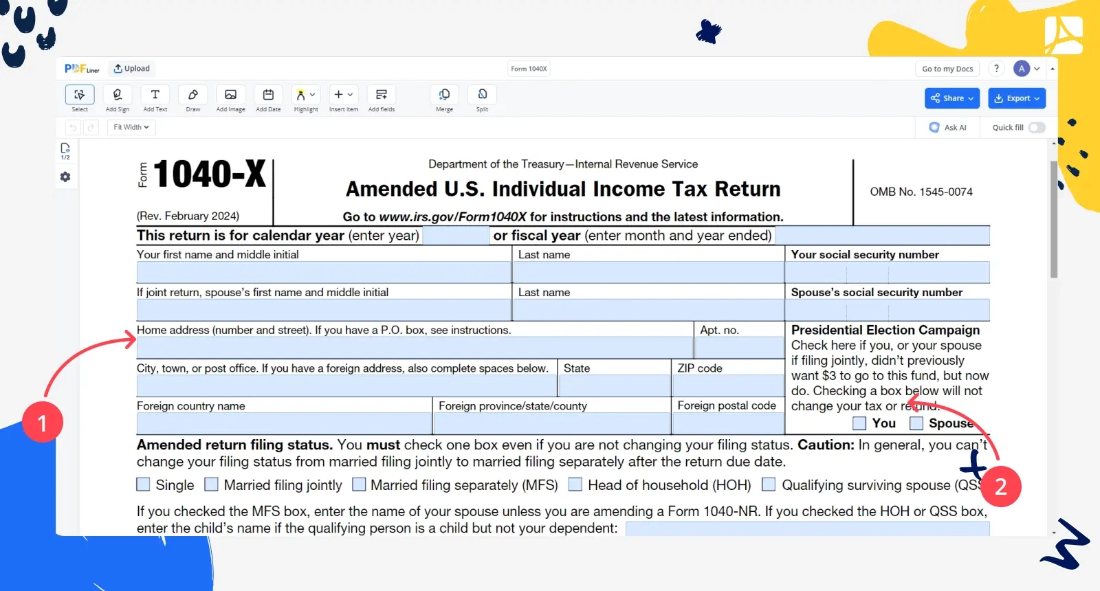 Irs Tax Forms 1040-X