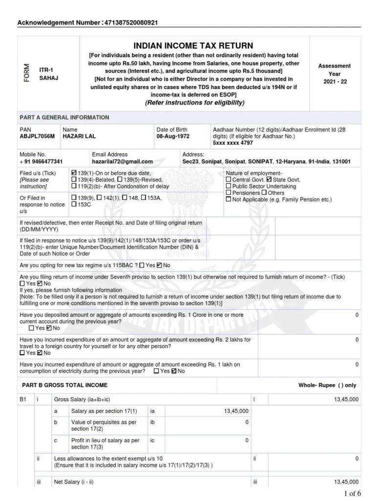 Form 10BA Acknowledgment For AY 2025 26 PDF Pension Tax 