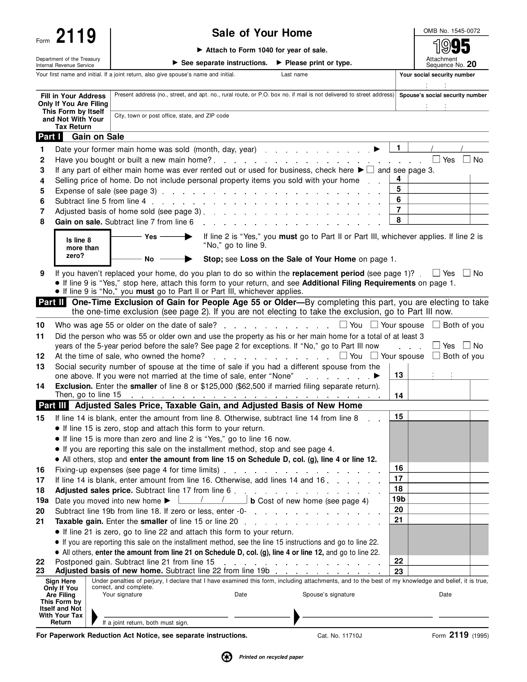 Form 2119 Fill Out Printable PDF Forms Online