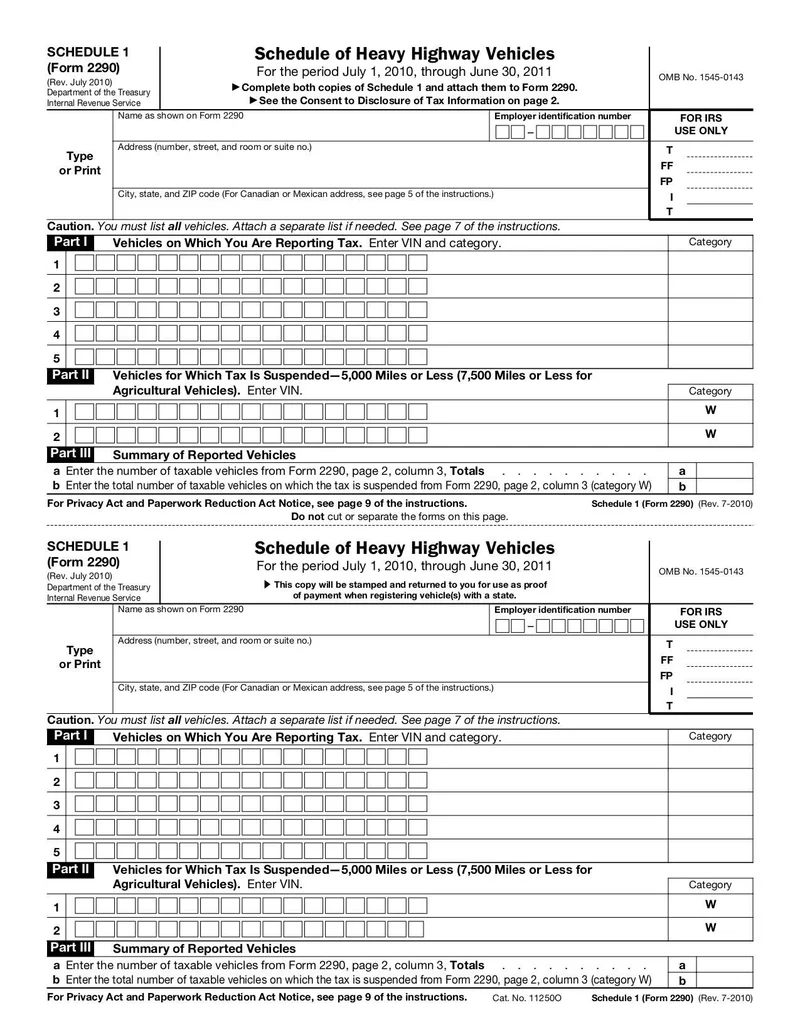 Printable Form 2290 For 2025