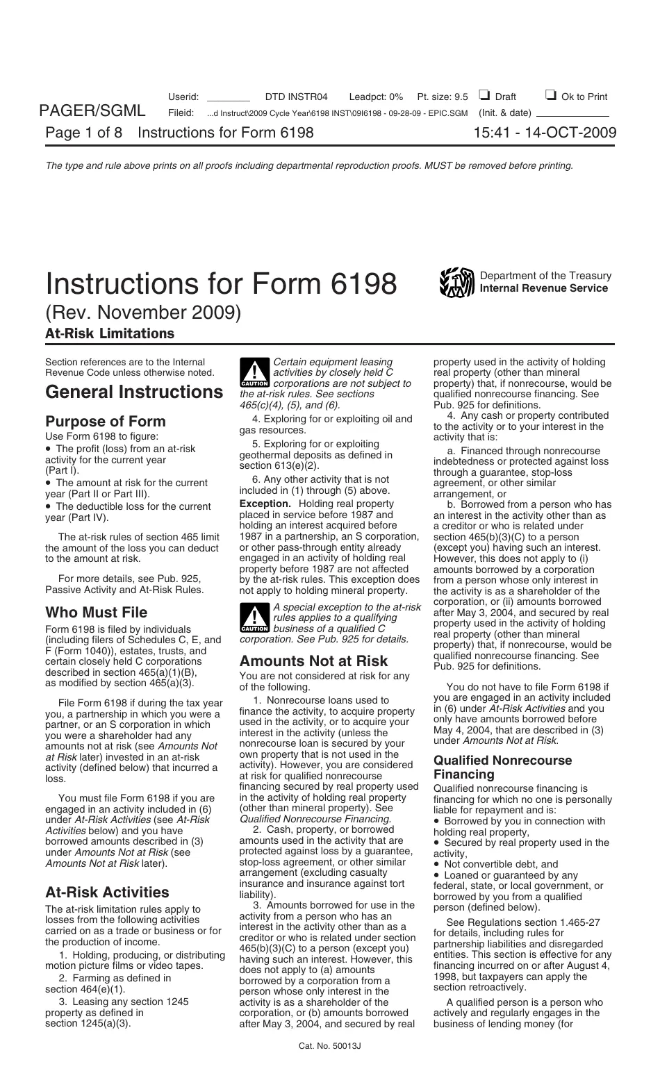 Printable Form 6198 Irs 2022