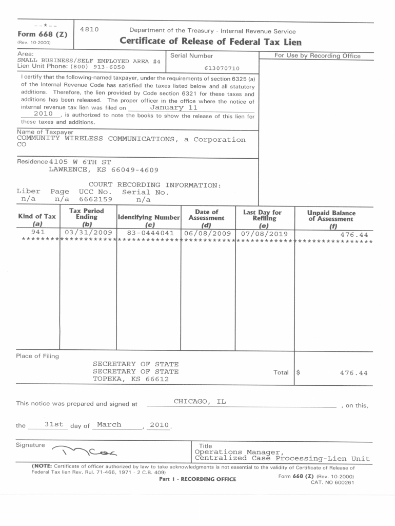 Form 668 Z Fill Out amp Sign Online DocHub