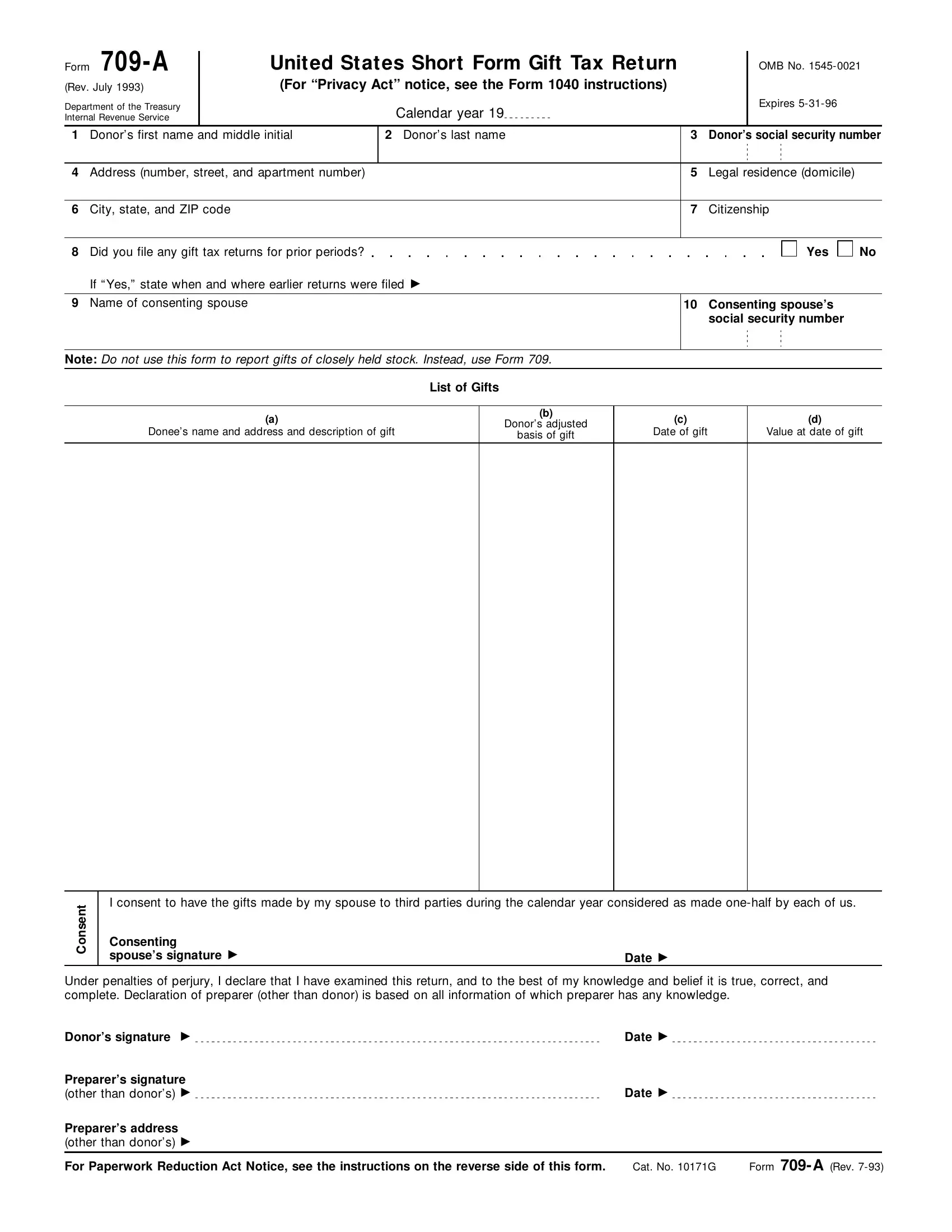 Irs Gift Form From Parent