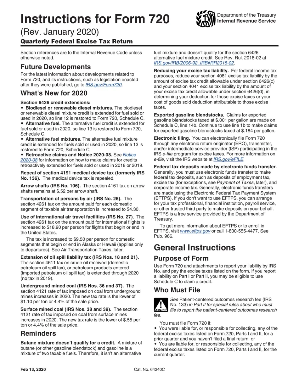 Form 720 Filing Instructions Printable