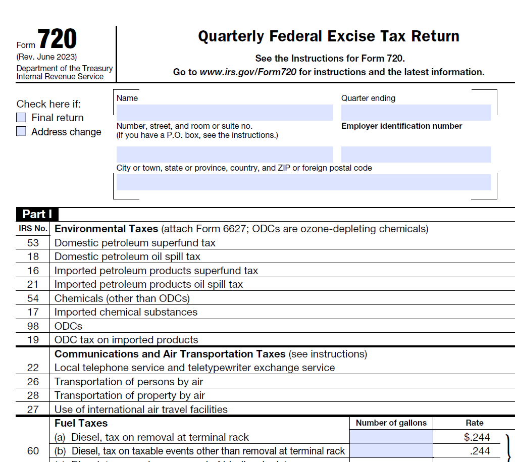Form 720 Irs Instructions