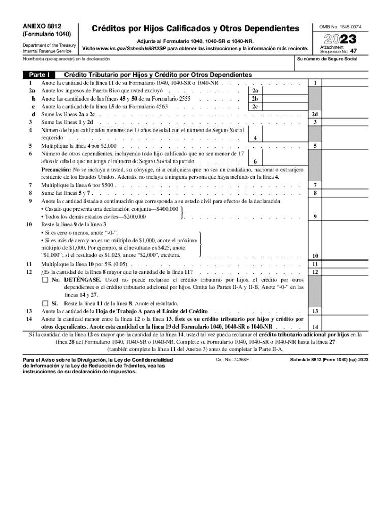 Form 8812 For 2023 Fill Out amp Sign Online DocHub