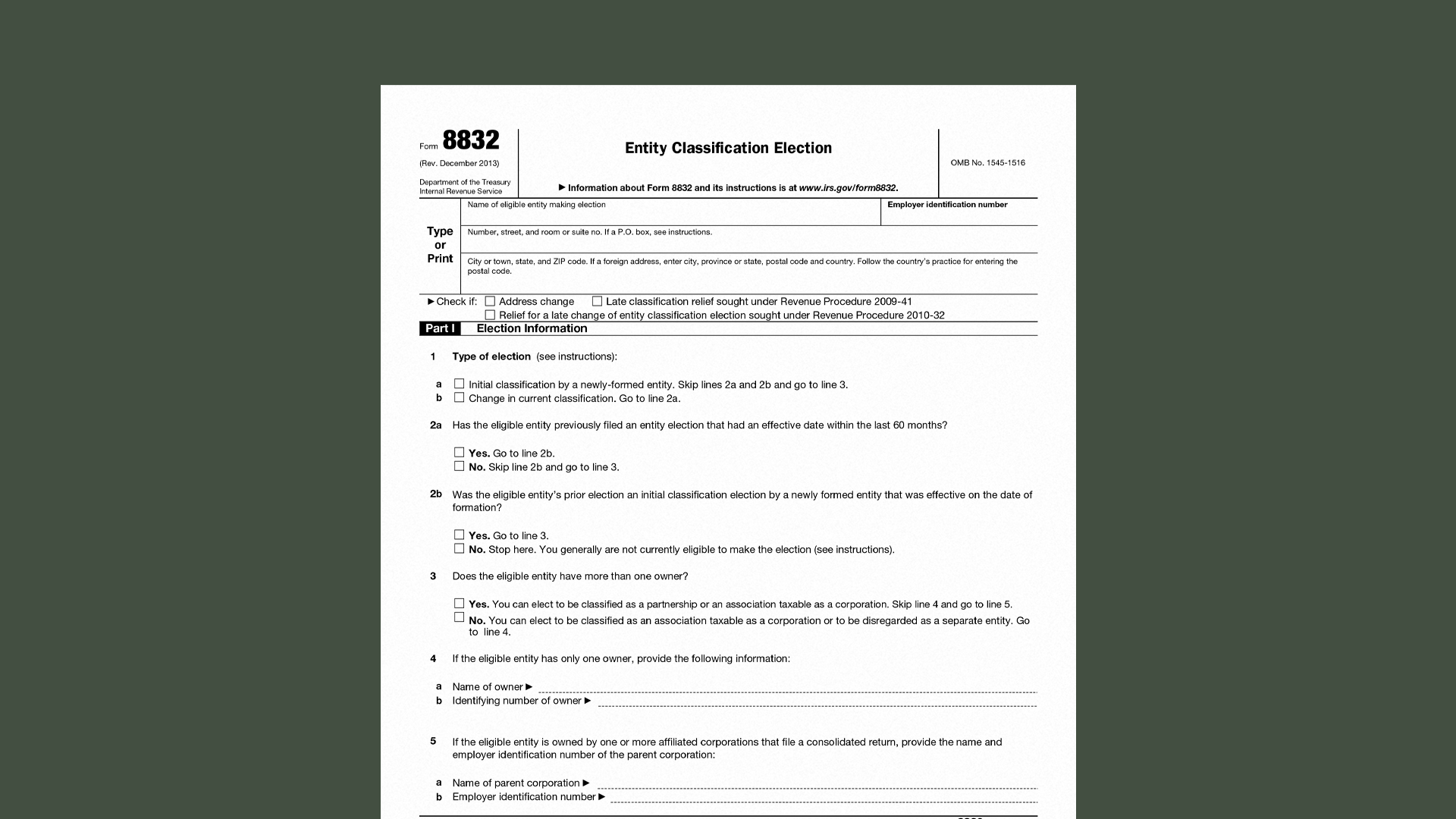 Irs Form Llc Election
