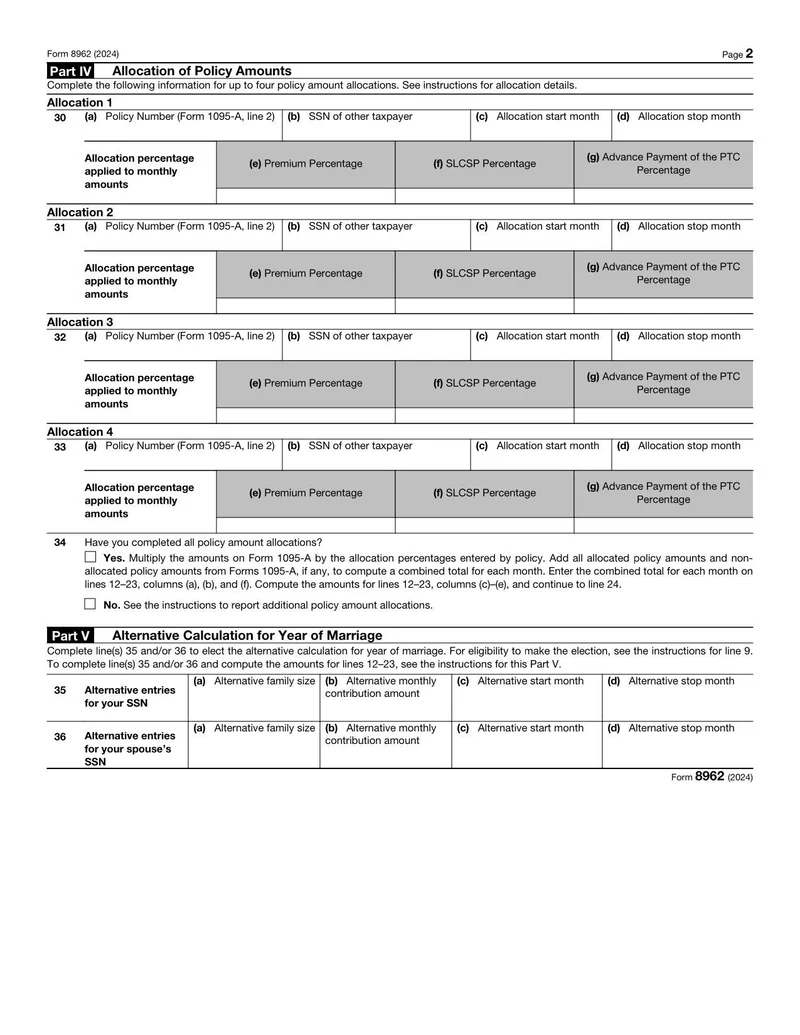 Printable Form 8962 2023