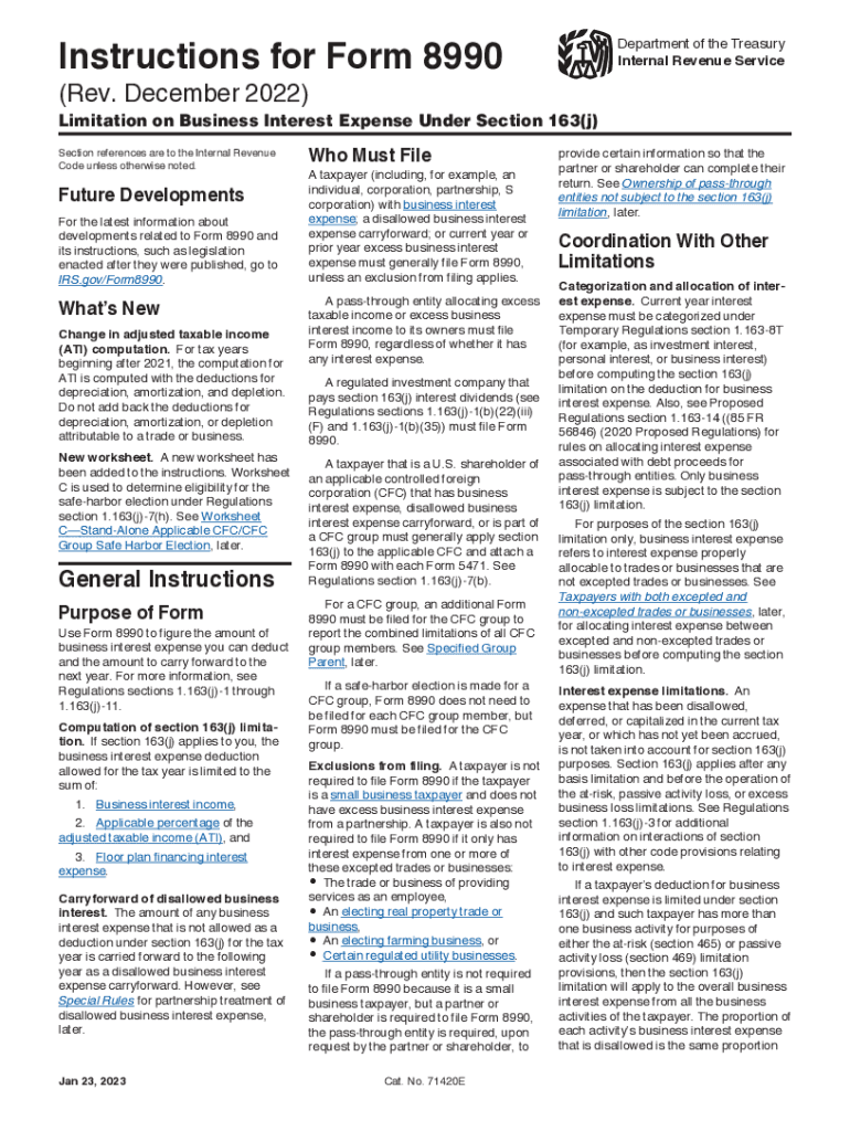 Form 8990 Instructions 2023