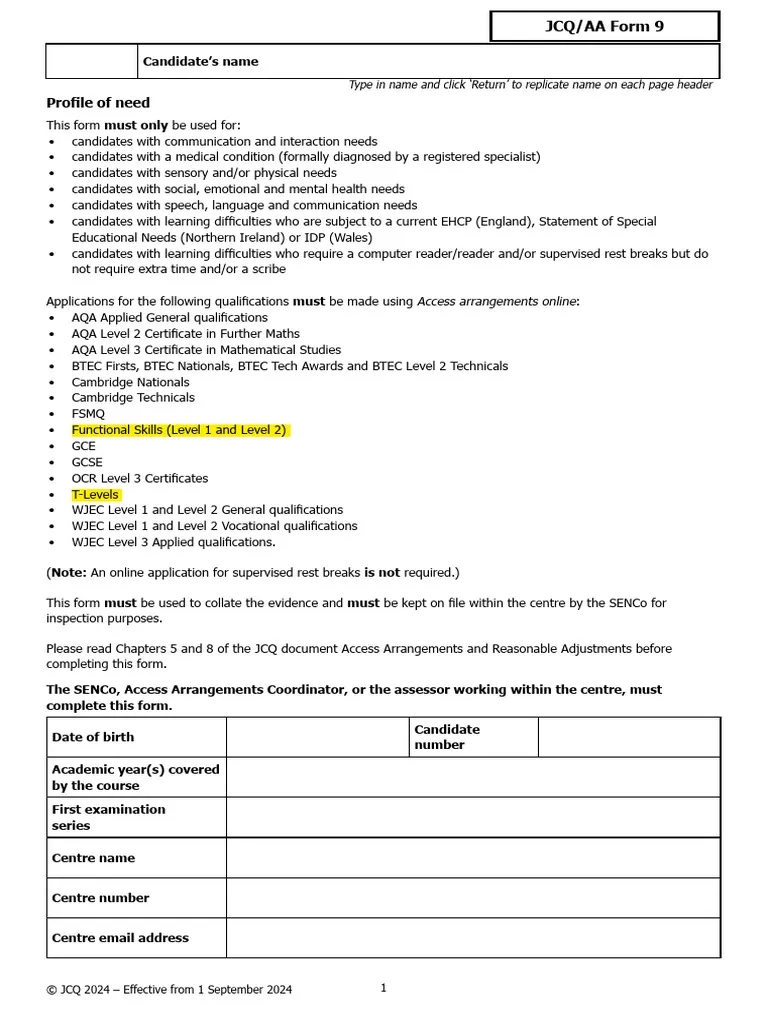 Form 9 24 25 Template PDF Disability Signature