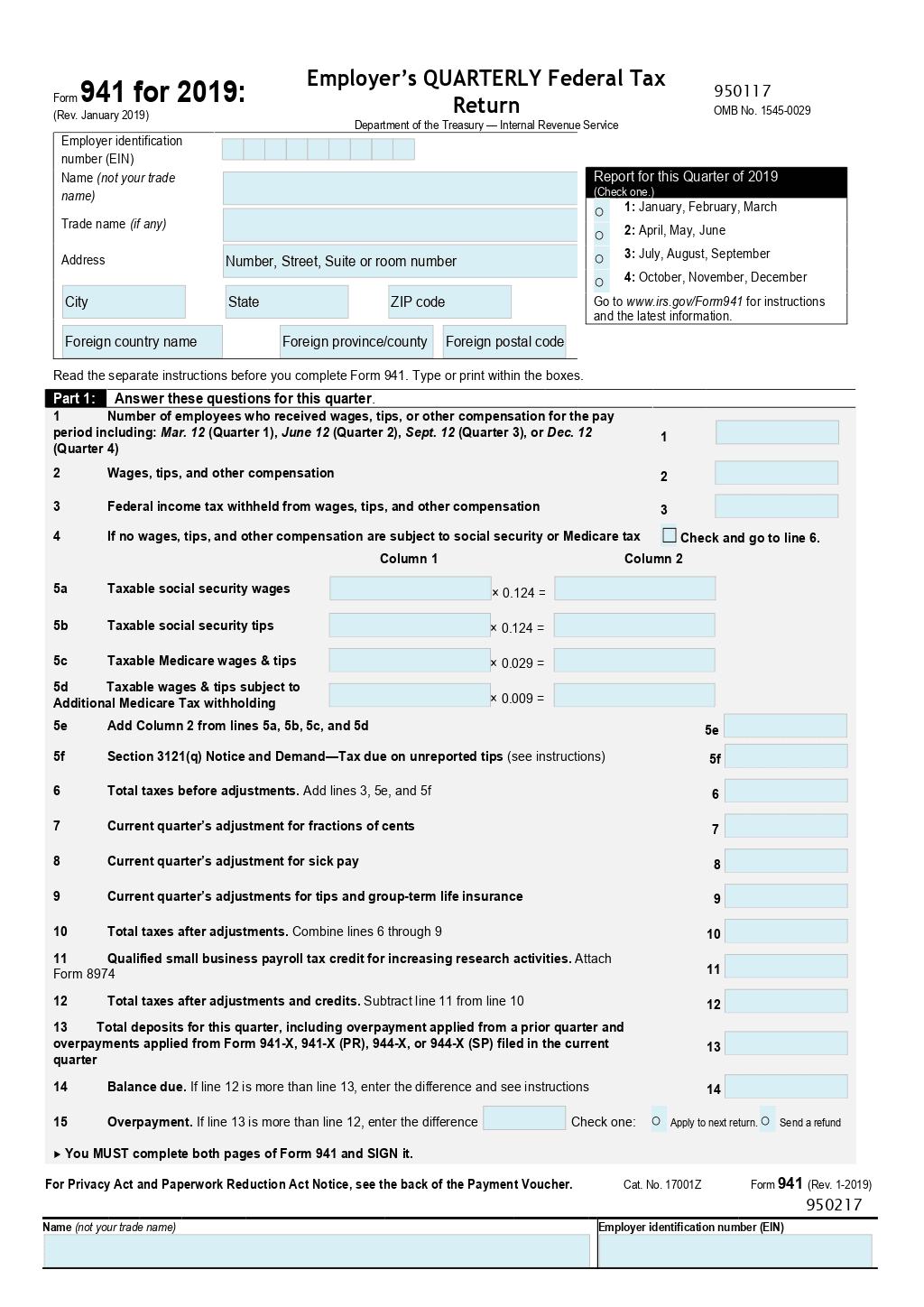 Irs Form 941 2025 Pdf