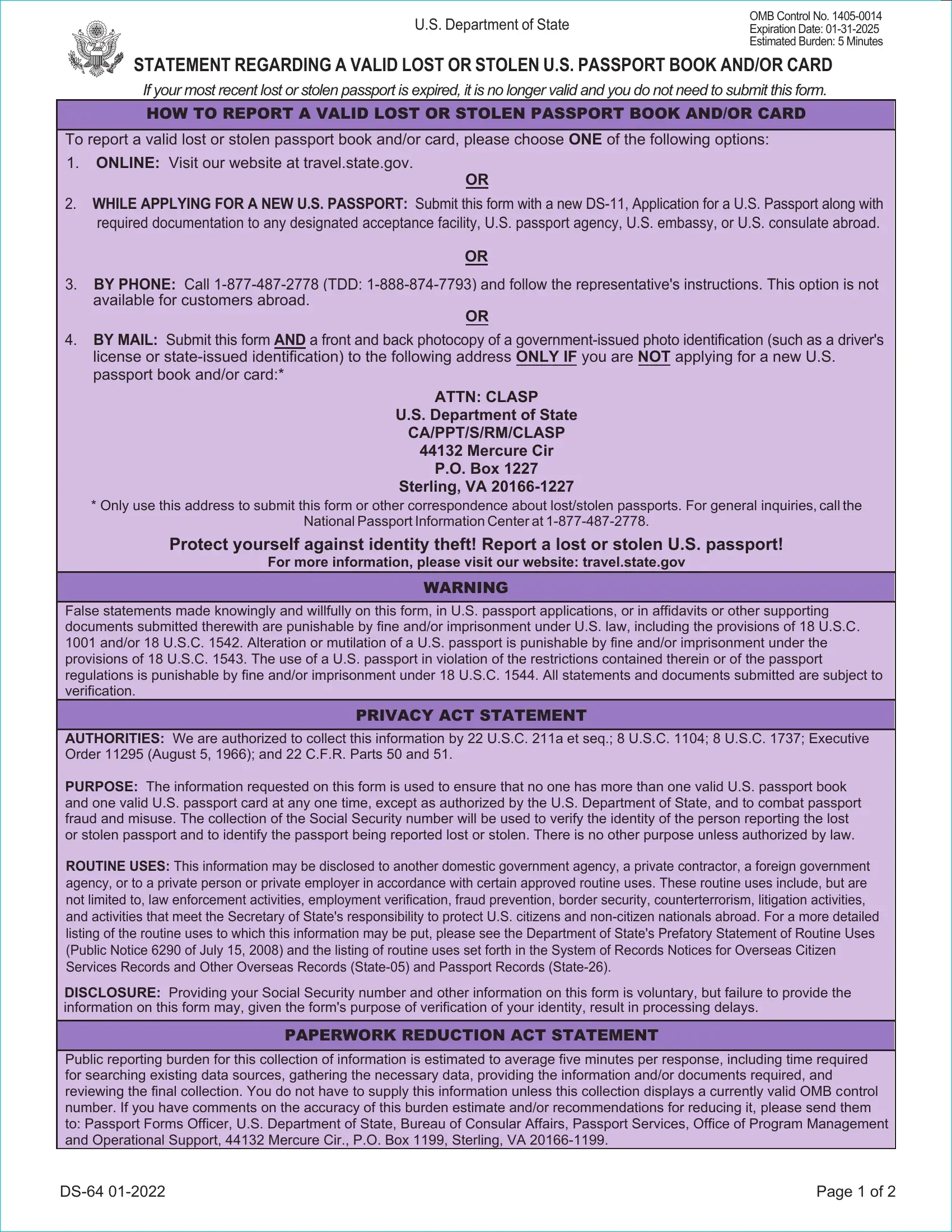 Form Ds 64 Fill Out Printable PDF Forms Online