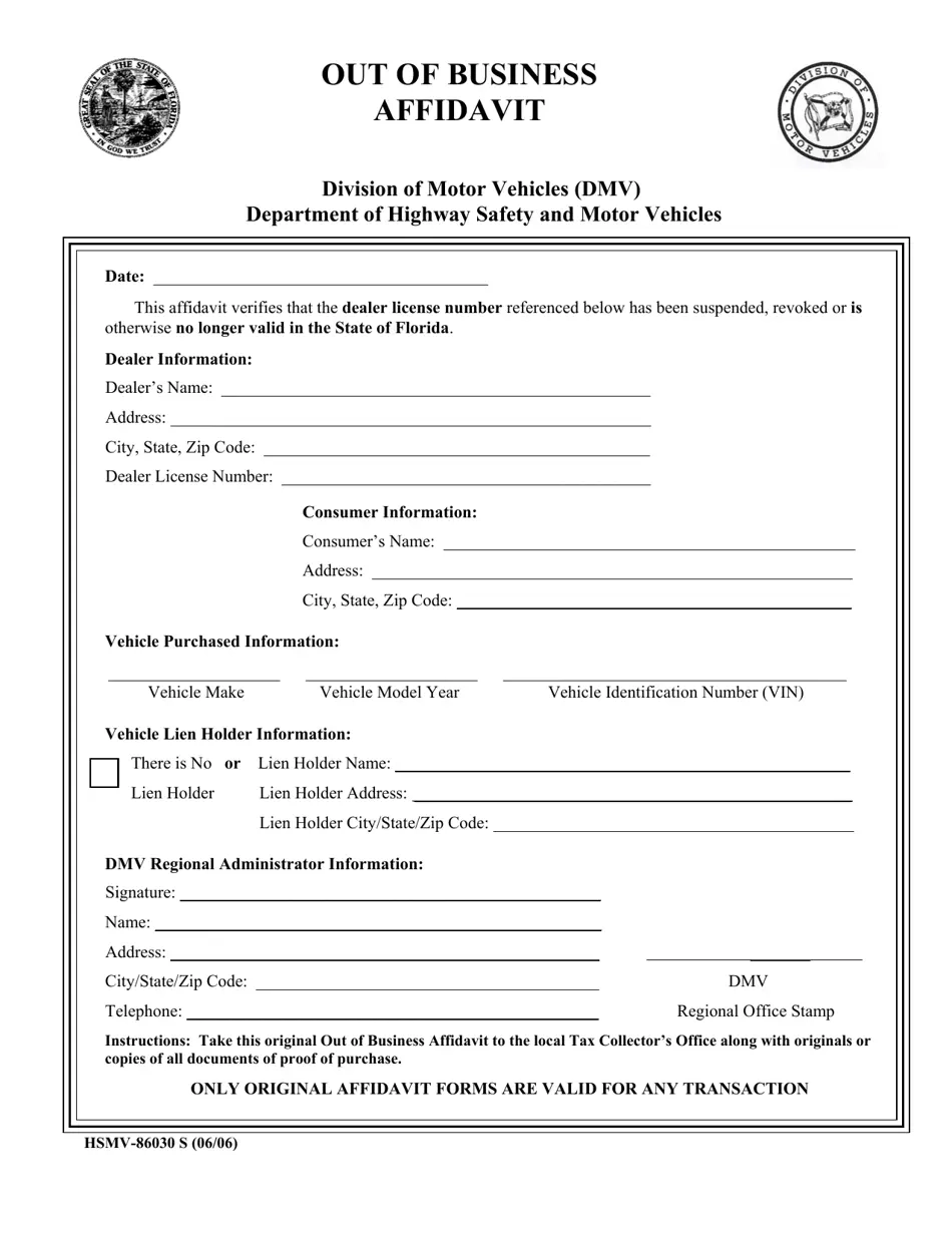 Form Hsmv 83330 Florida