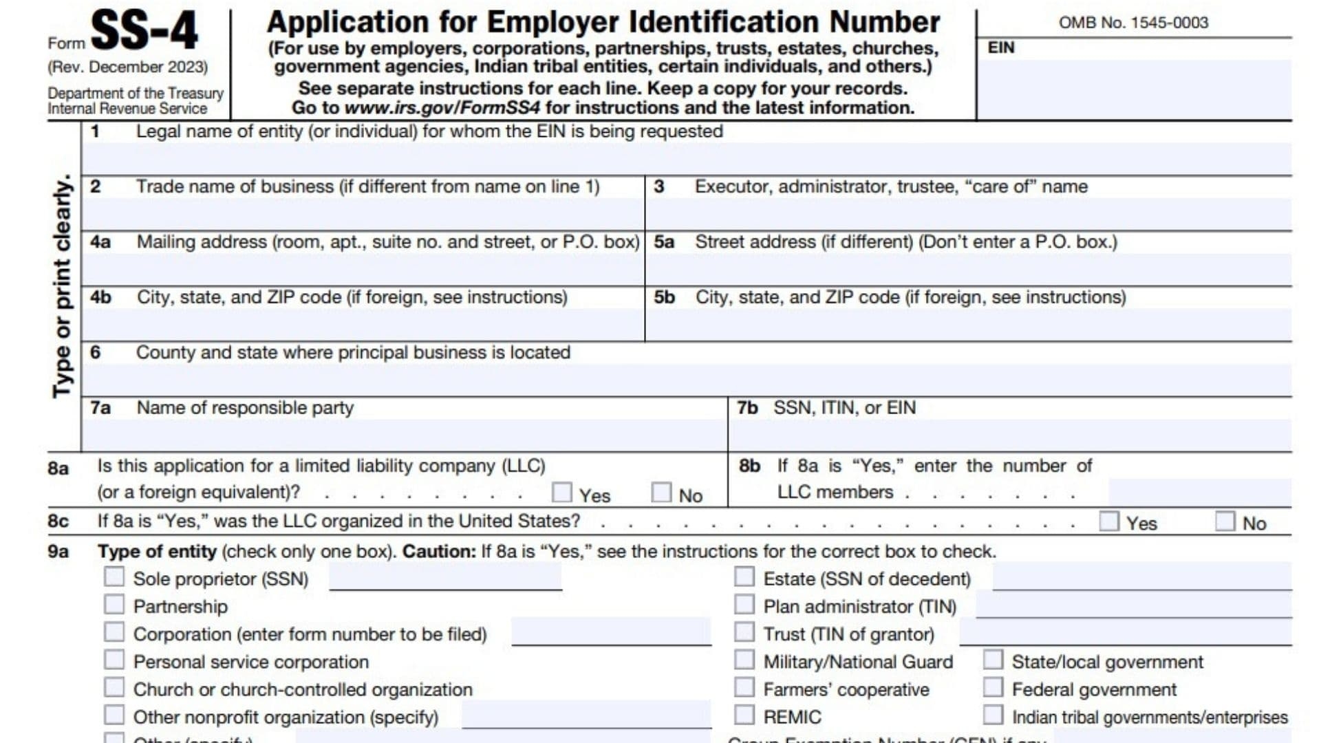 Form SS 4 Instructions 2025 2026