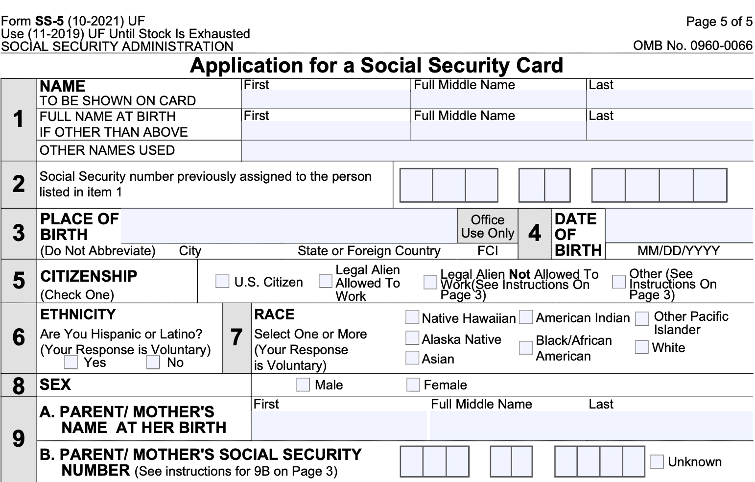 Form SS 5 Instructions Obtaining A New Social Security Card Form SS 5 Instructions Obtaining A New Social Security Card