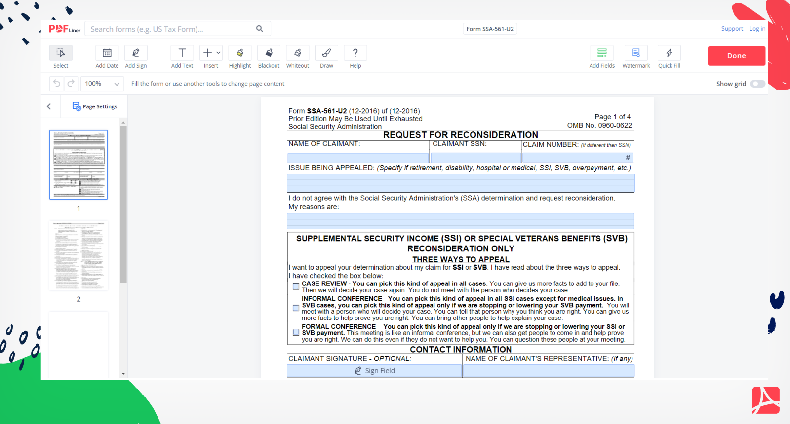 Ssa 561 Form Printable