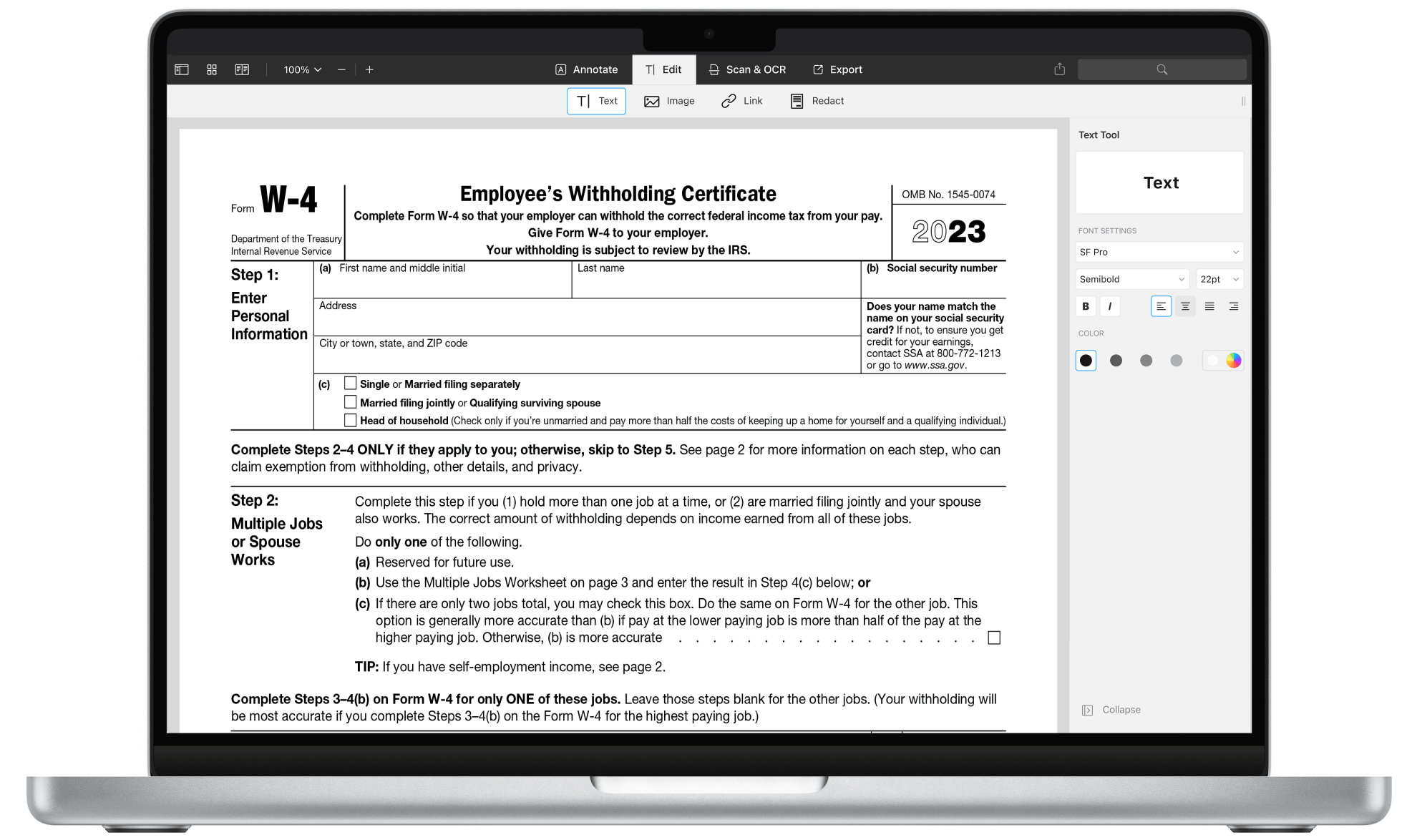W4 Printable Form 2023 Pdf