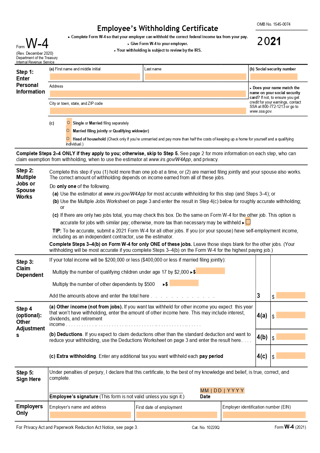Irs Form W-4