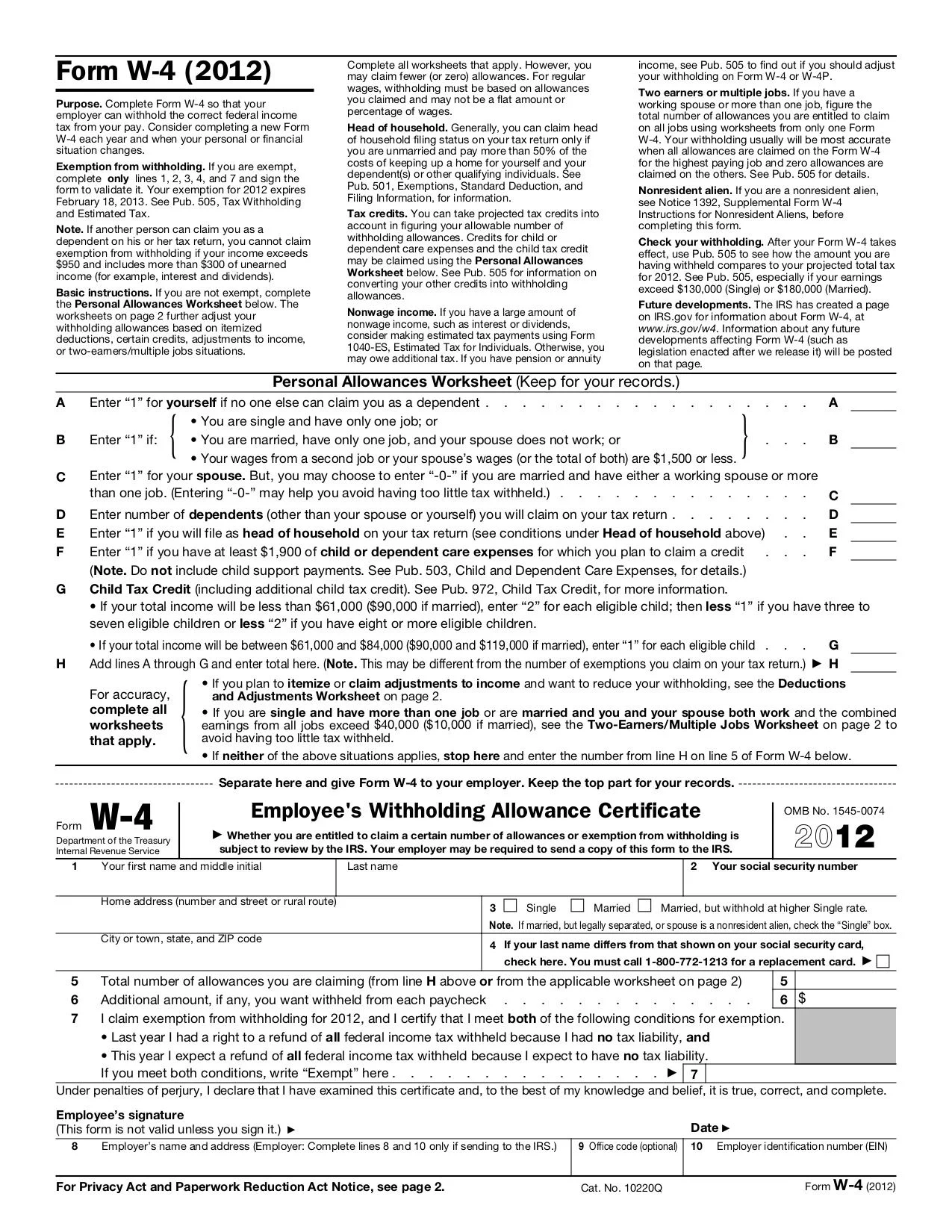 Irs Gov Forms W 4