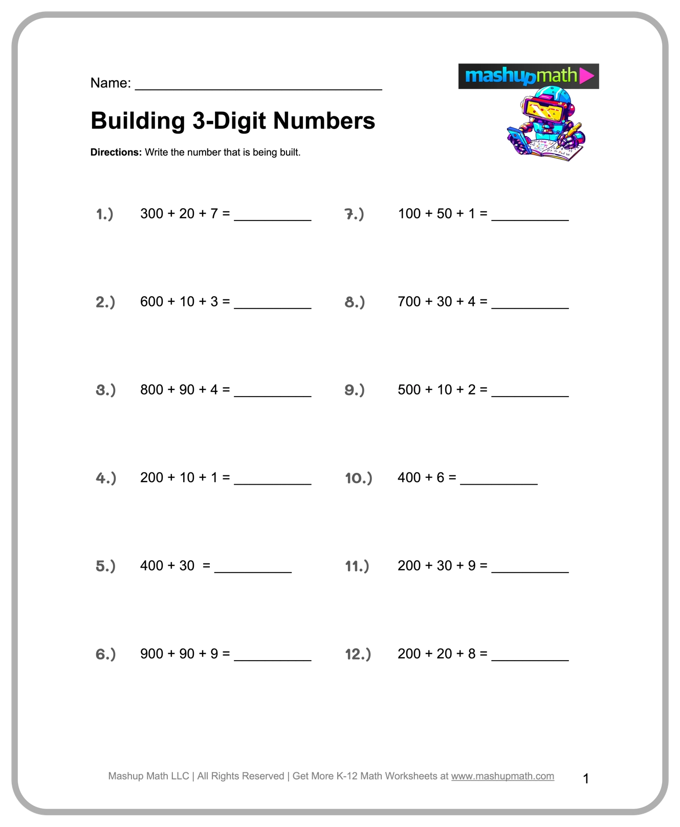 Free 3rd Grade Math Worksheets Printable W Answers Mashup Math