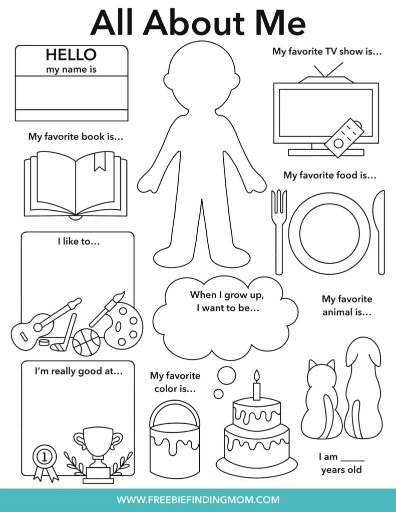 All About Me Printable Worksheet