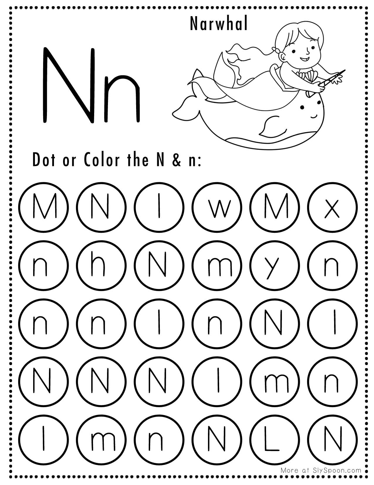 Printable Letter N Worksheets