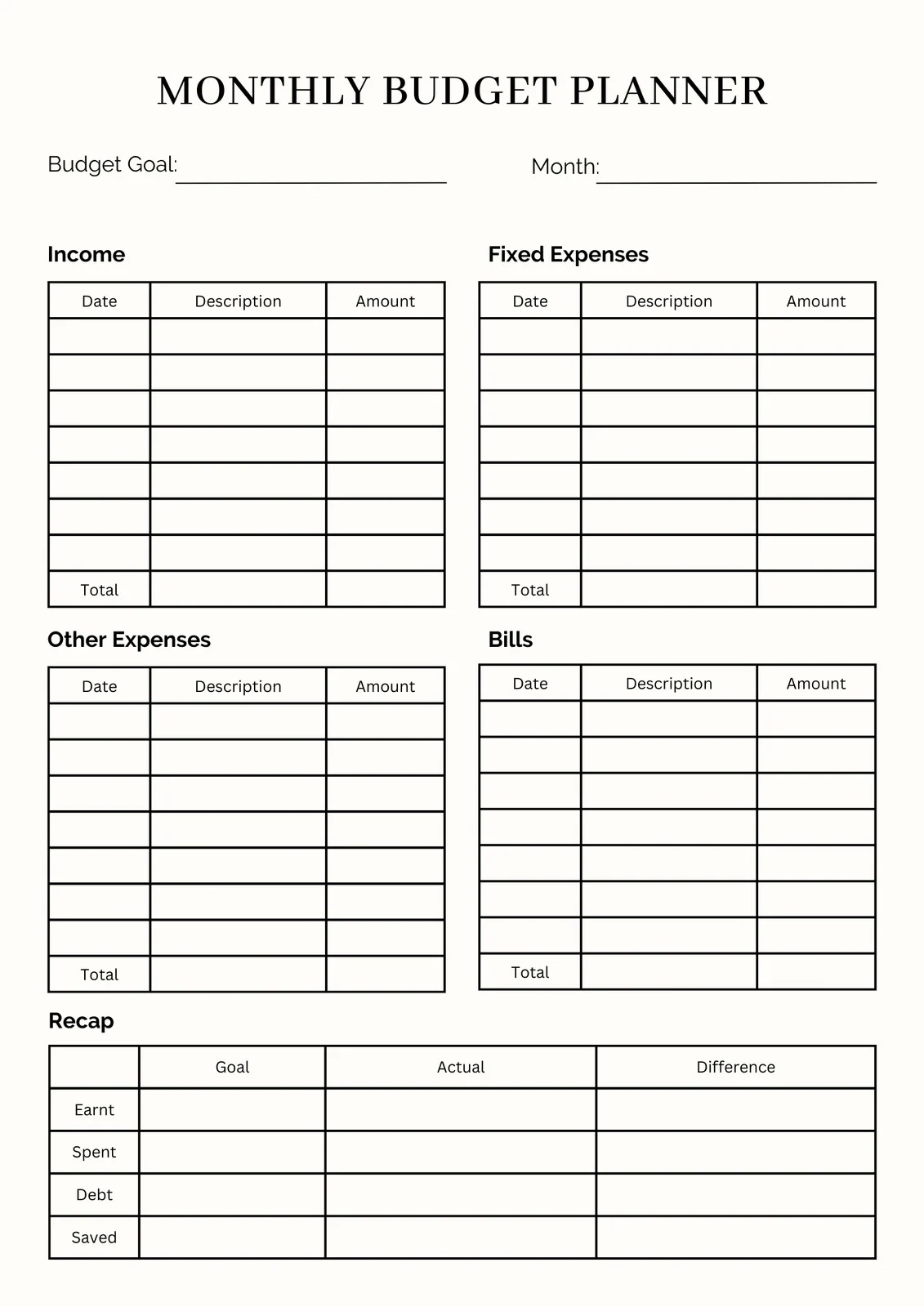 Printable Home Budget Worksheet Weekly