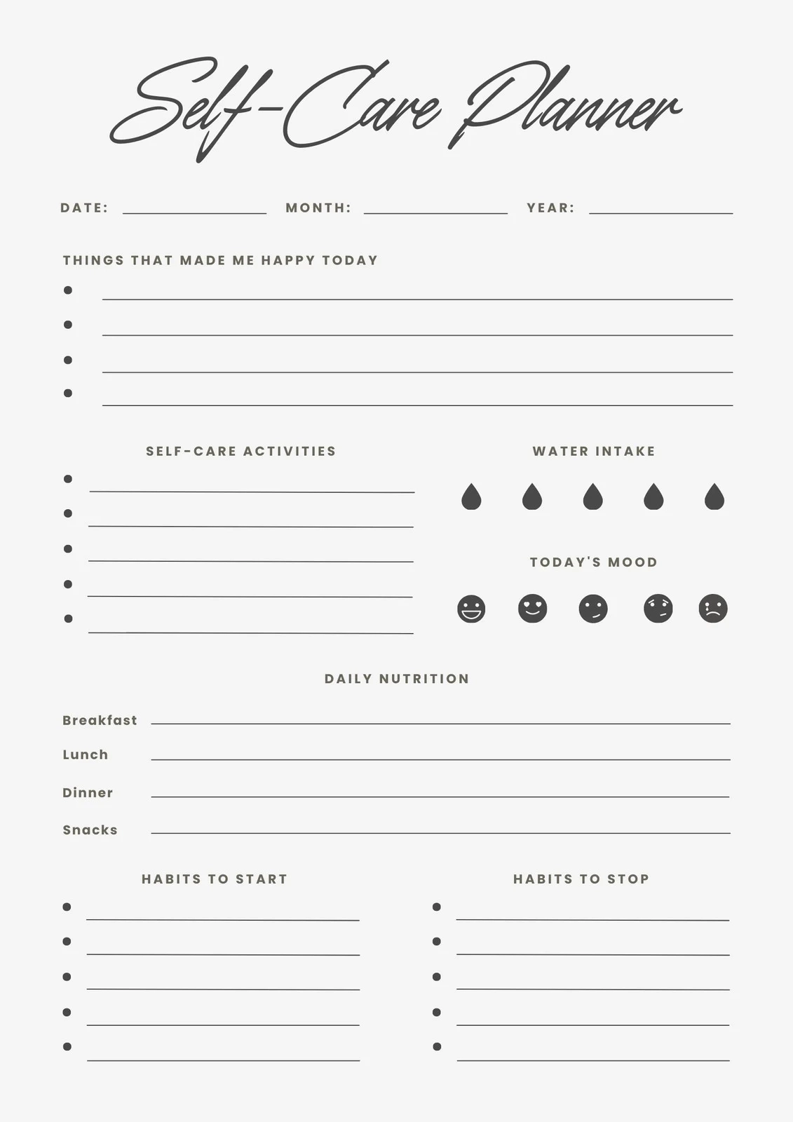 Free Self Care Printables