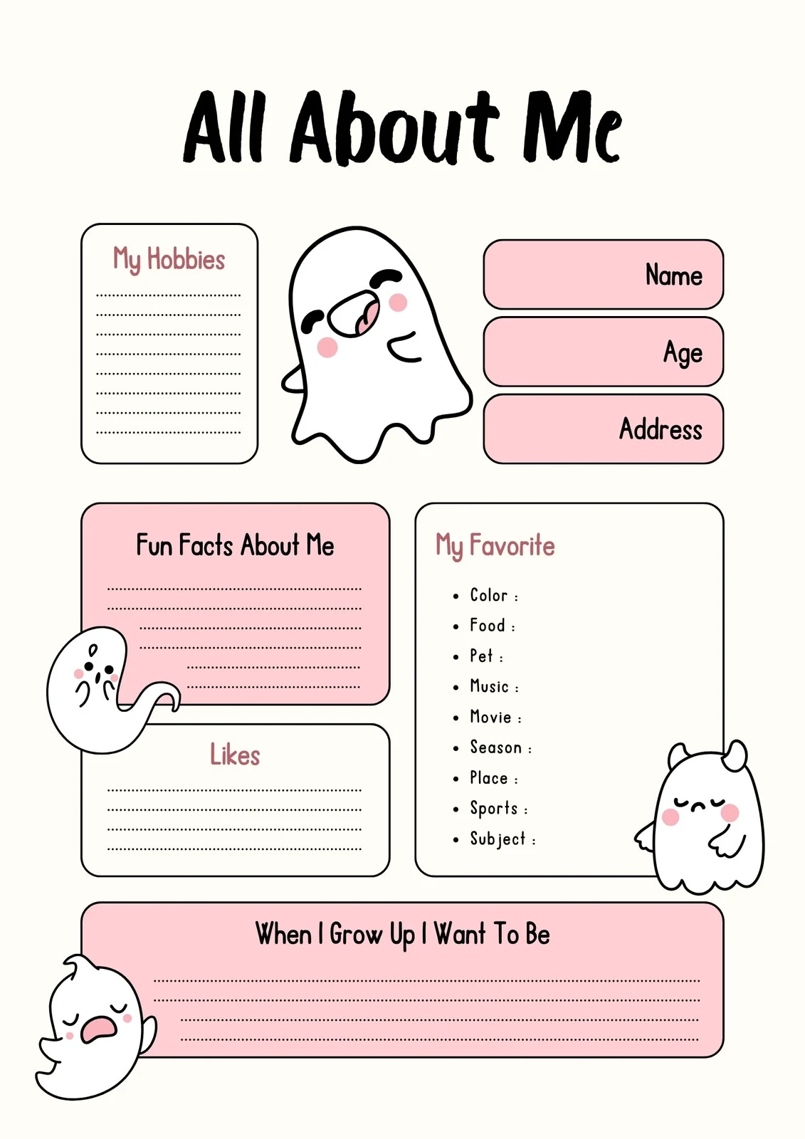 Printable All About Me Template