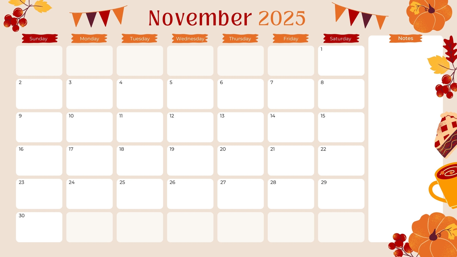 Printable November Calendar Grid