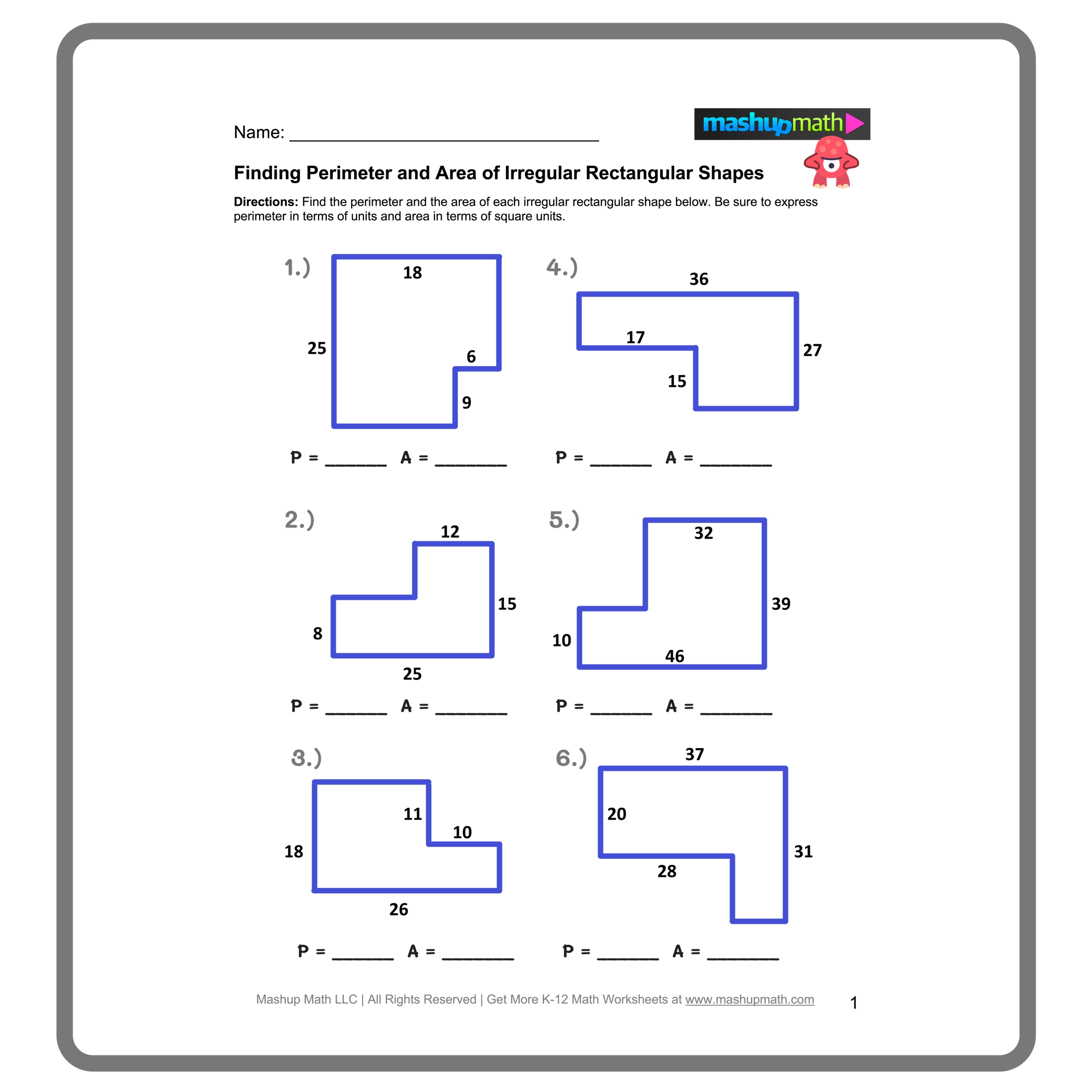 Free Area And Perimeter Worksheets with Answers Mashup Math