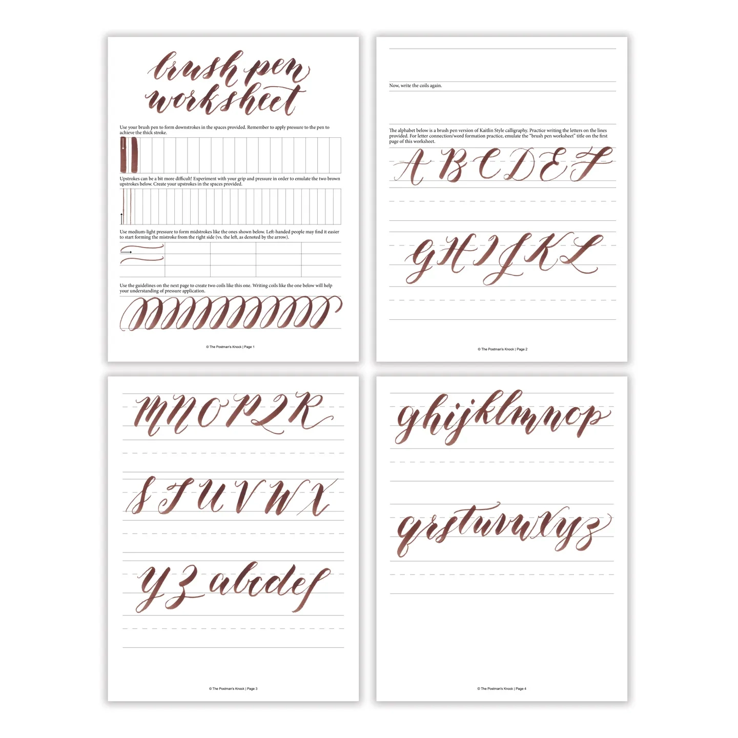 Printable Calligraphy Practice Worksheets