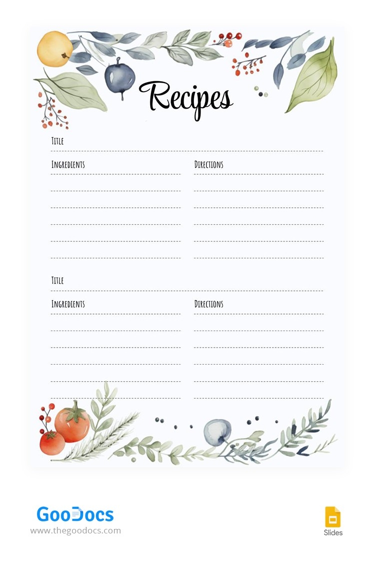 Printable Editable Recipe Card Template