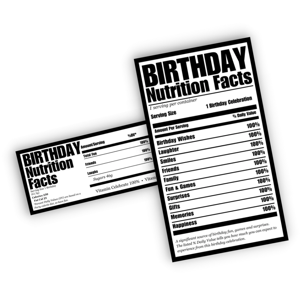 Free Birthday Nutrition Facts PNG Pretty Party amp Crafty