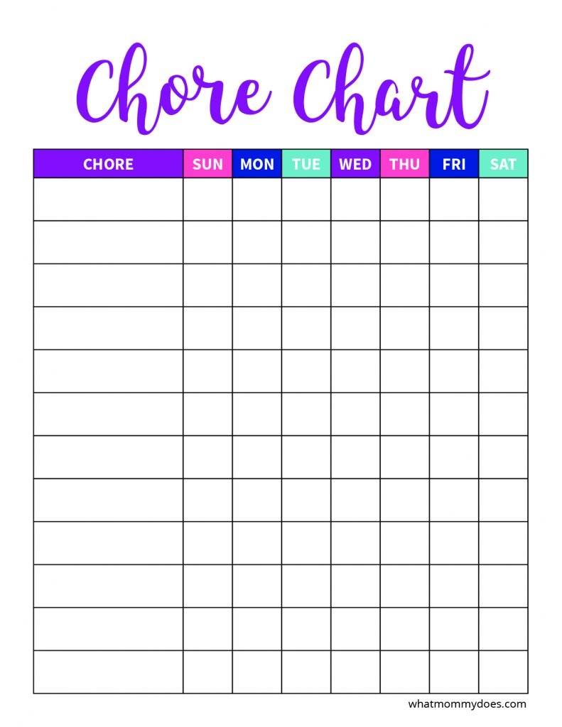 Free Printable Responsibility Chart Template