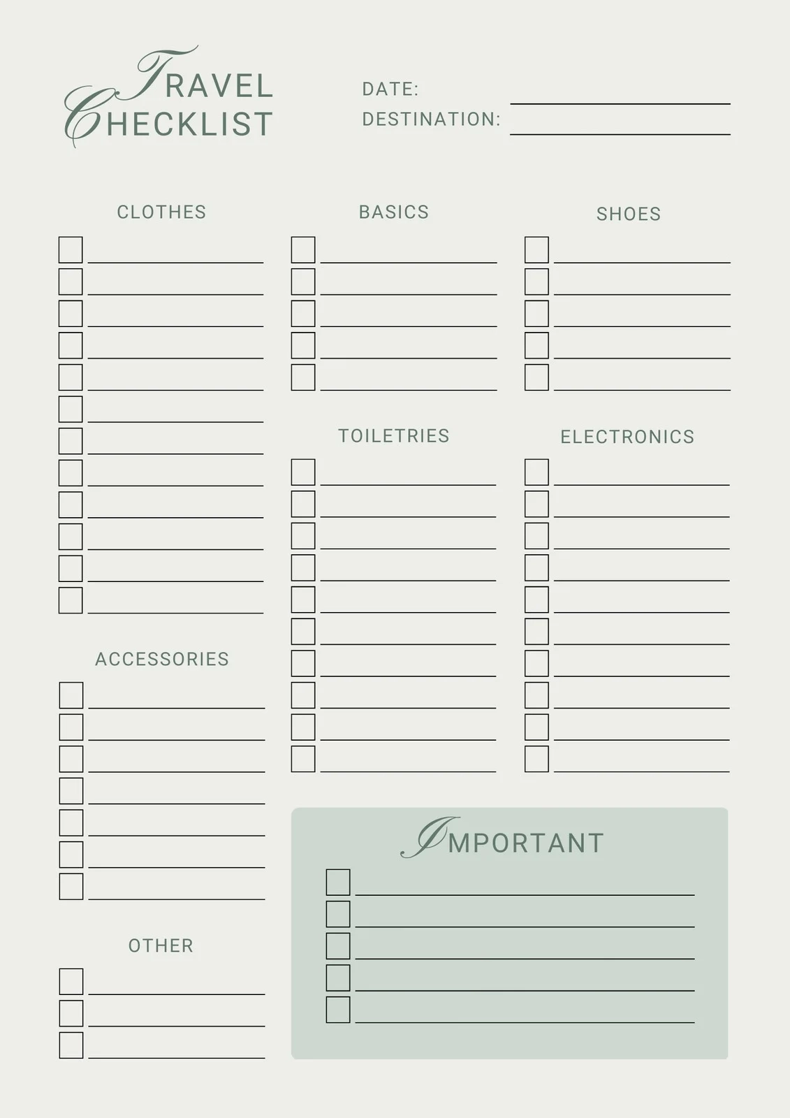 Free Printable Checklist Template