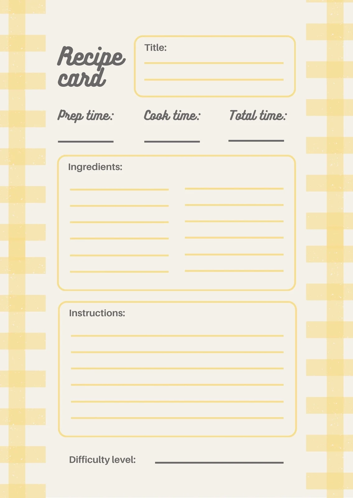 Recipe Template Printable
