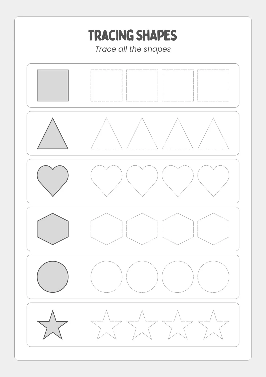 Free Printable Shape Tracing Worksheets