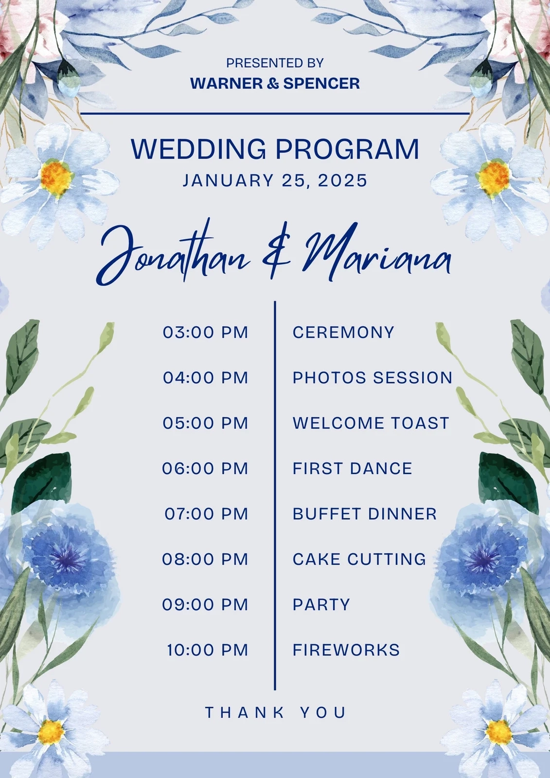 Printable Wedding Program Template